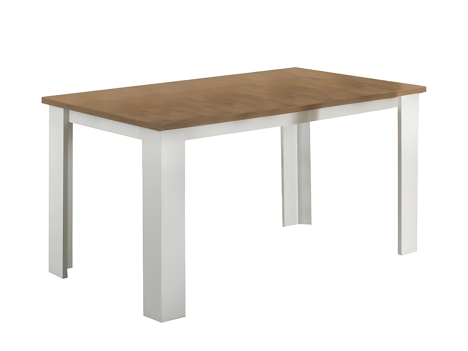Table de repas rectangulaire Laqué Blanc Brillant/Bois - AVELLINO - L 160 x l 90 x H 75 cm