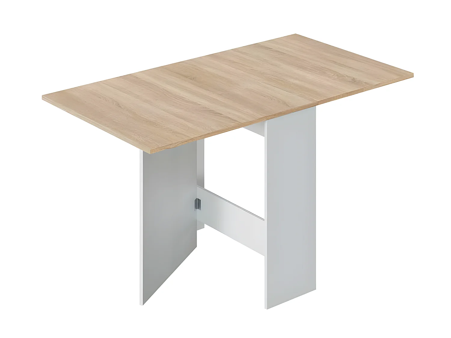 Table de repas pliante Blanc/Chêne clair - CARTIA - L 140 x l 77 x H 78 cm