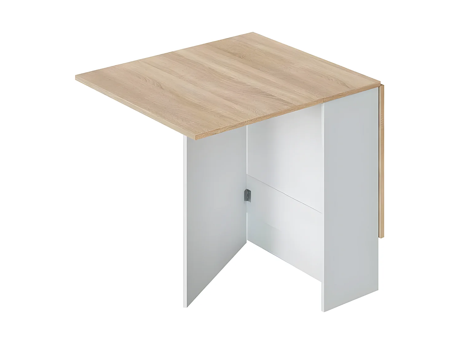 Table de repas pliante Blanc/Chêne clair - CARTIA - L 140 x l 77 x H 78 cm