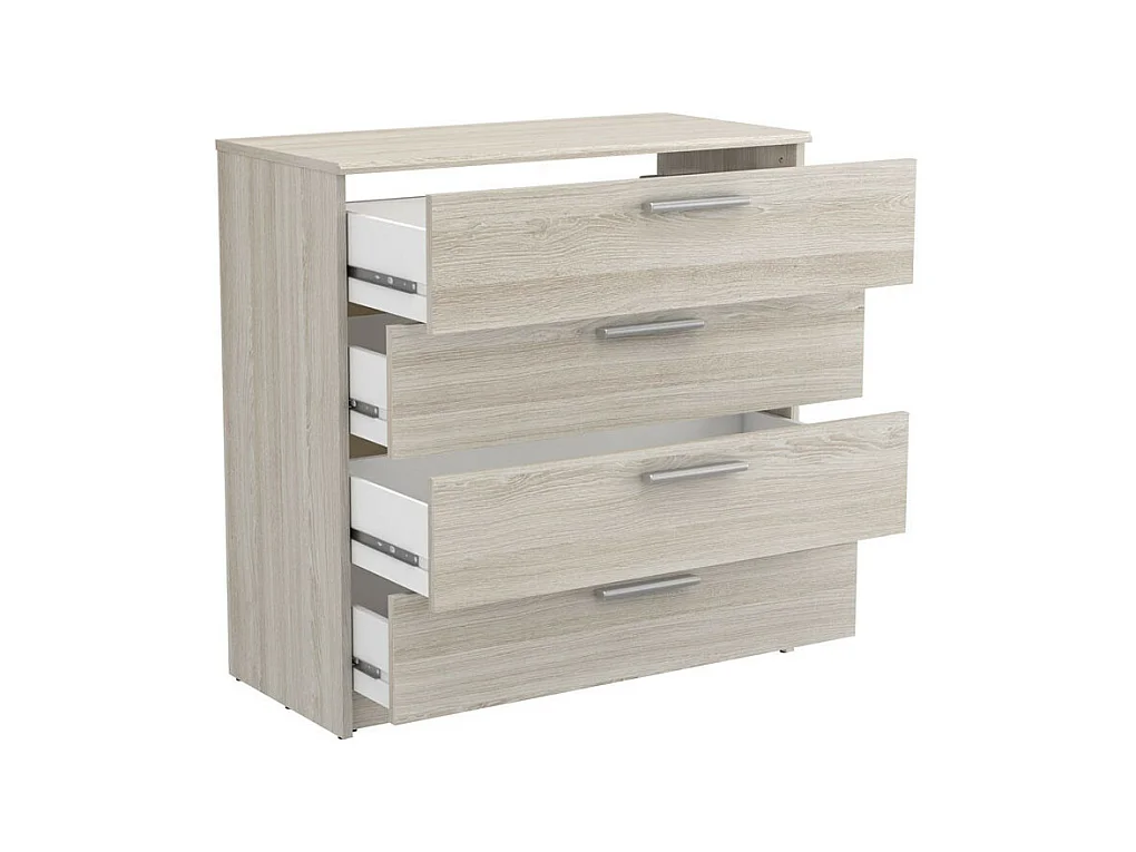 Commode 4 tiroirs Chêne clair - ODA - L 80 x l 38 x H 81 cm