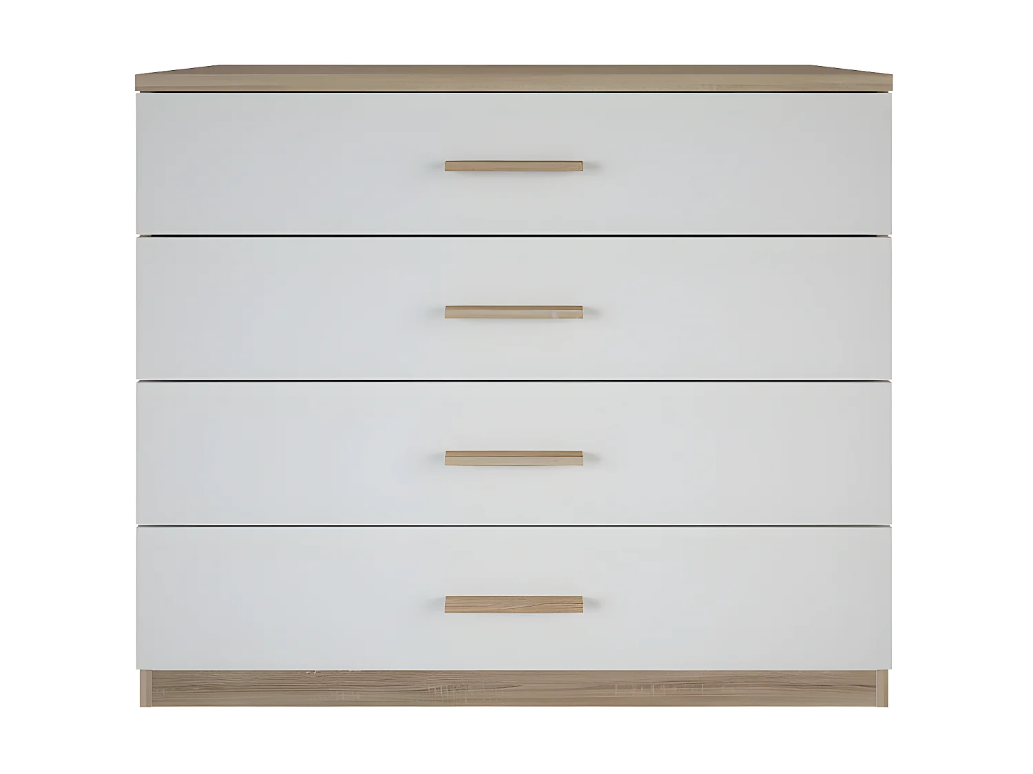 Commode 4 tiroirs Blanc/Chêne - STAYA - L 100 x l 42 x H 85 cm