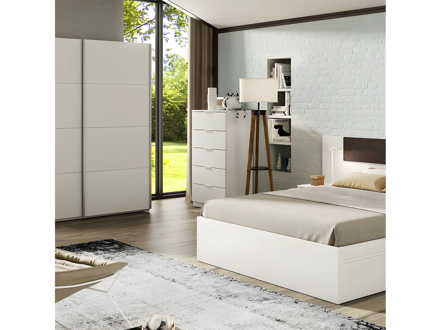 Chiffonnier 5 tiroirs Blanc - NATAC - L 60 x l 40 x H 110 cm