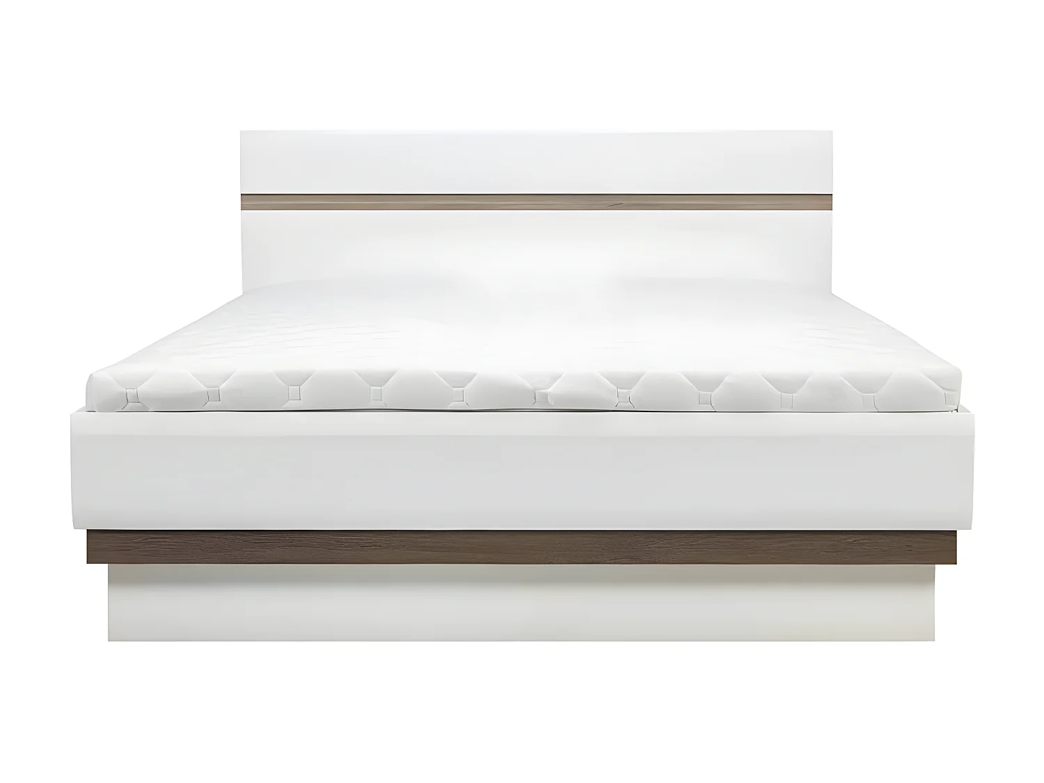 Lit coffre 180x200 cm Blanc/Chêne - ONIEL - L 186 x l 206 x H 94 cm