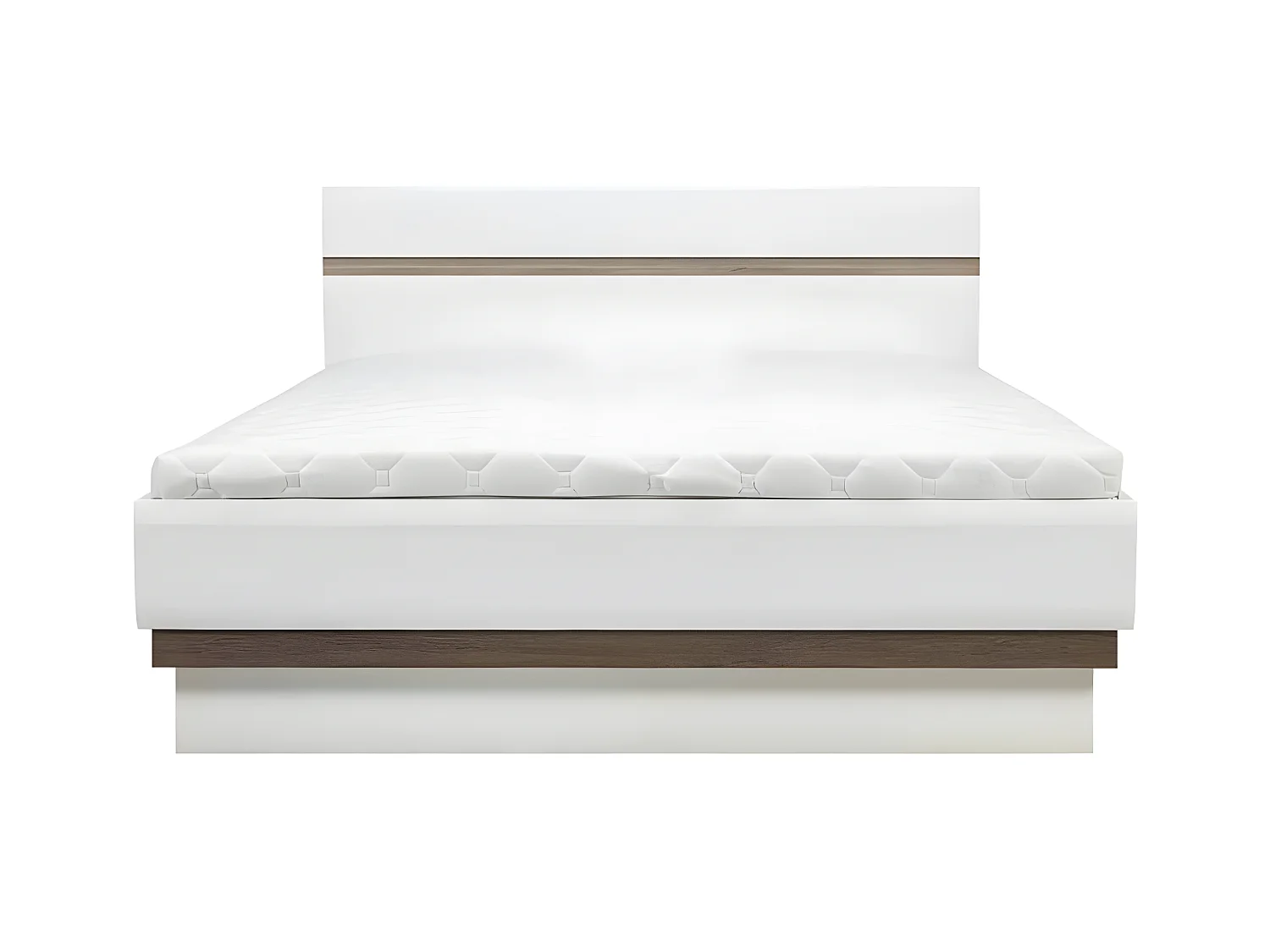 Lit coffre 180x200 cm Blanc/Chêne - ONIEL - L 186 x l 206 x H 94 cm
