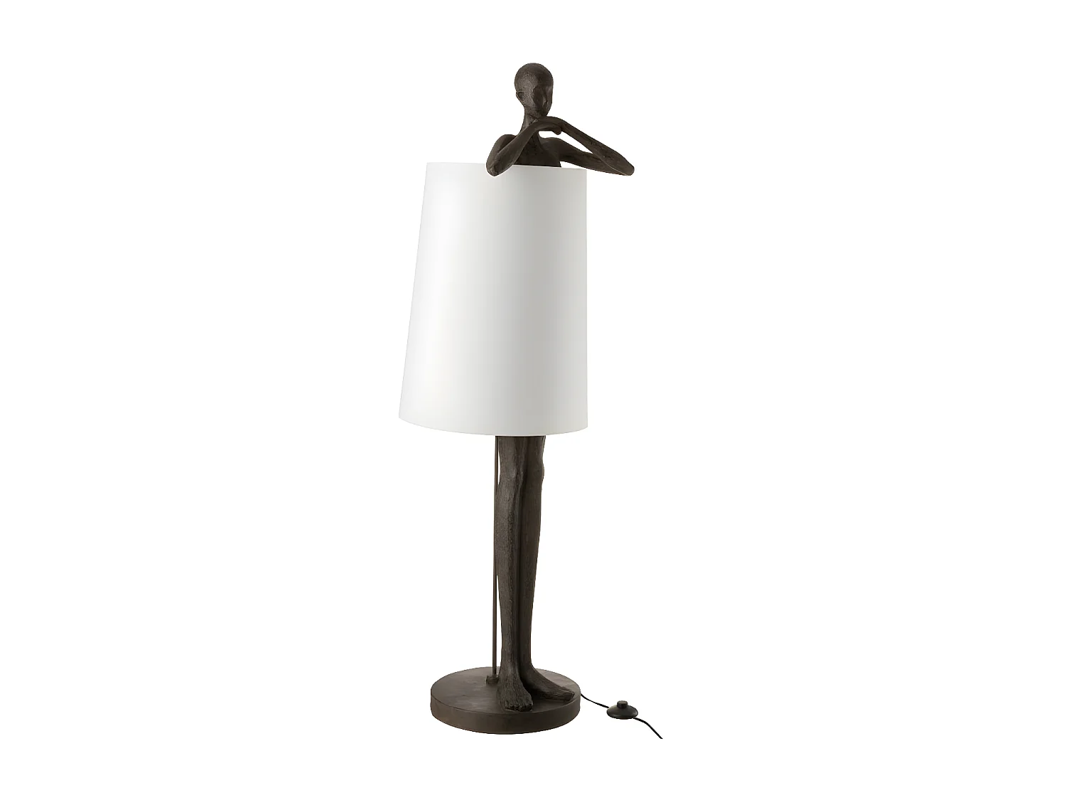 Lampe Homme Resine Marron/Blanc - L 45 x l 43 x H 140 cm