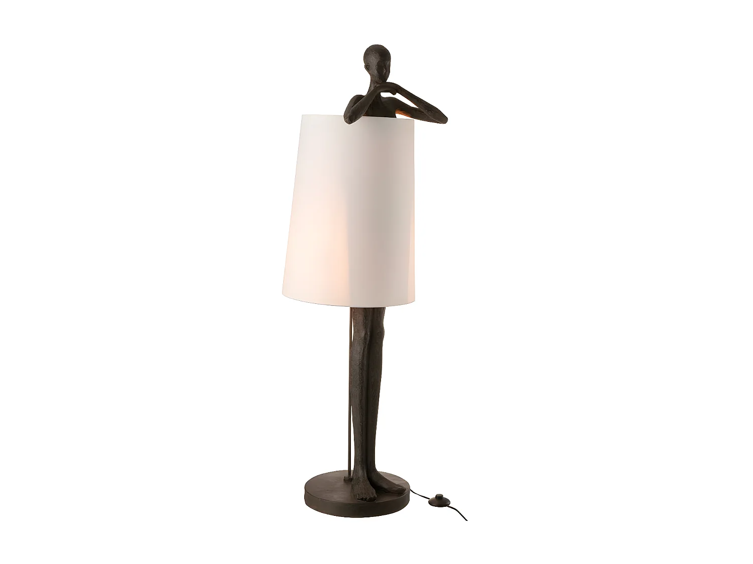 Lampe Homme Resine Marron/Blanc - L 45 x l 43 x H 140 cm