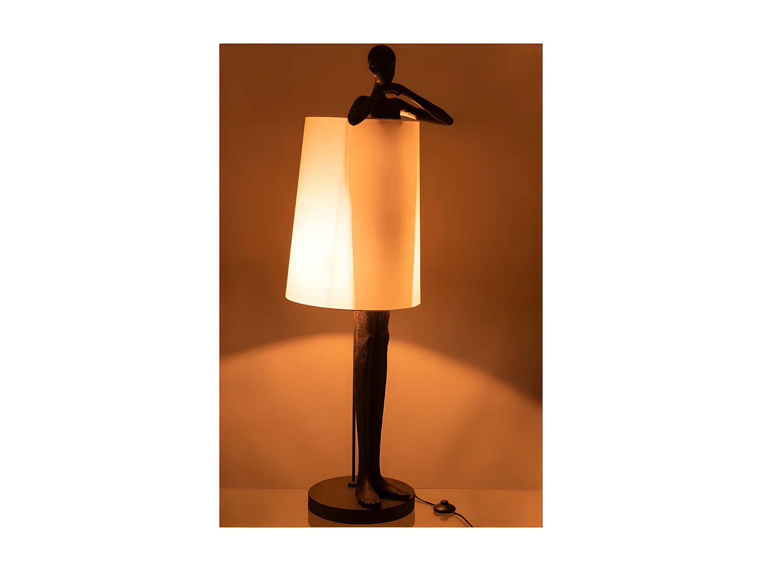 Lampe Homme Resine Marron/Blanc - L 45 x l 43 x H 140 cm