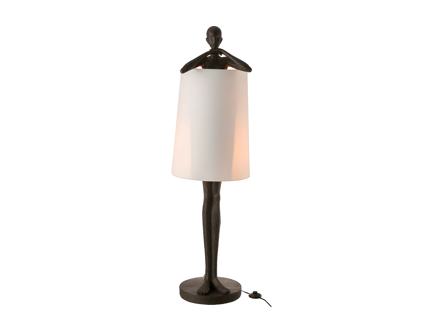 Lampe Homme Resine Marron/Blanc - L 45 x l 43 x H 140 cm
