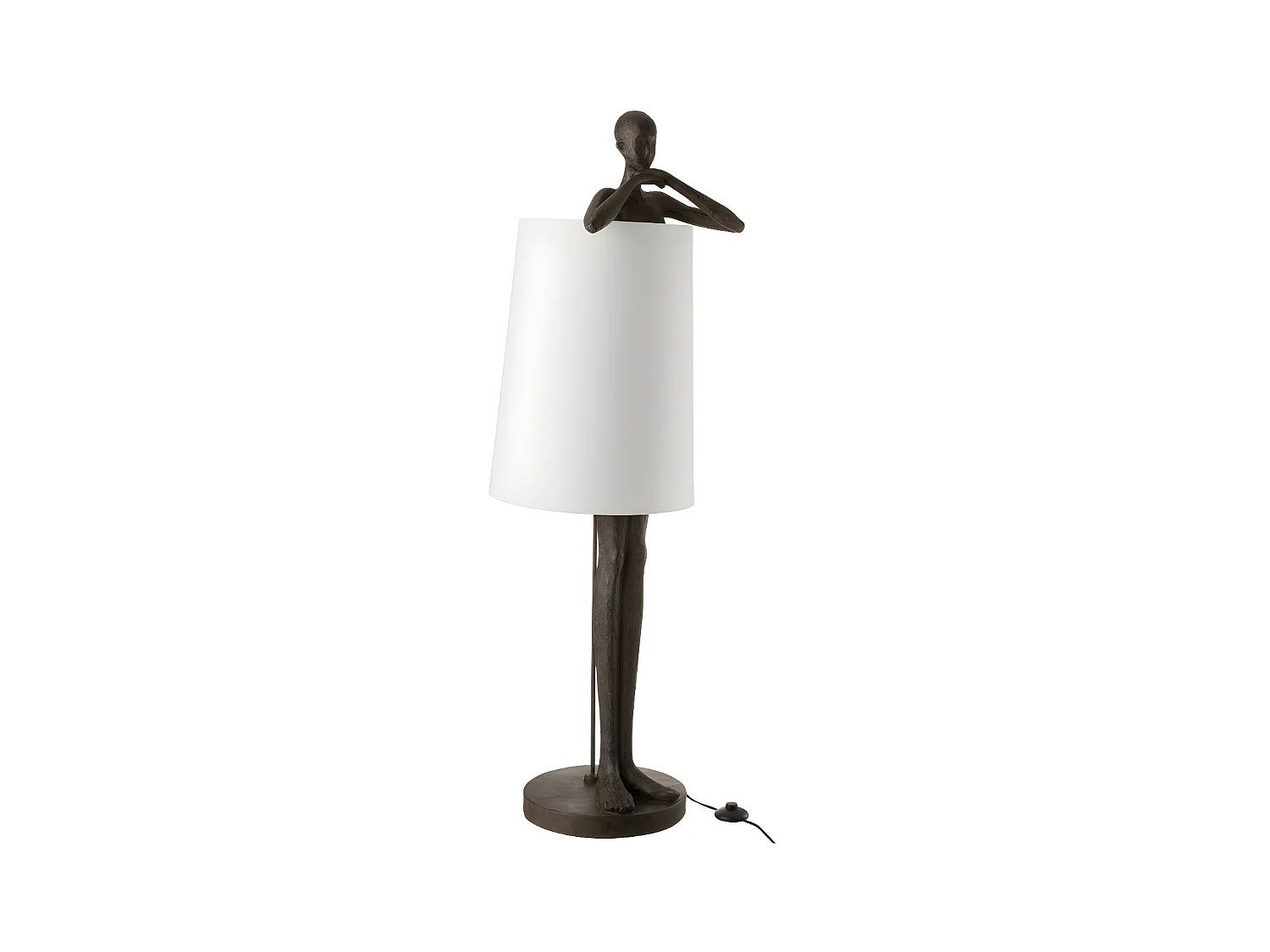 Lampe Homme Resine Marron/Blanc - L 45 x l 43 x H 140 cm