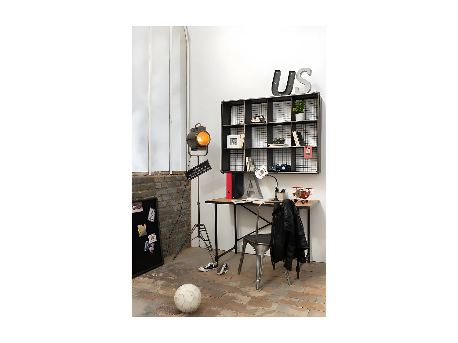 Lampe Sur Pied Film Metal/Verre Noir - L 60 x l 50 x H 170 cm