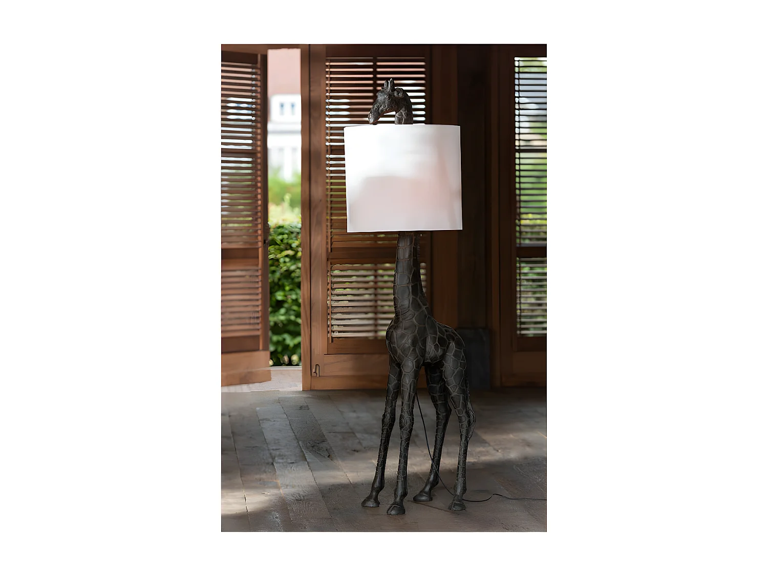 Lampe Girafe Resine Marron Fonce - L 55 x l 33,5 x H 179 cm