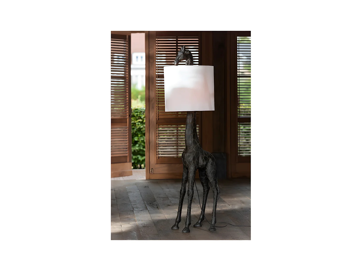 Lampe Girafe Resine Marron Fonce - L 55 x l 33,5 x H 179 cm
