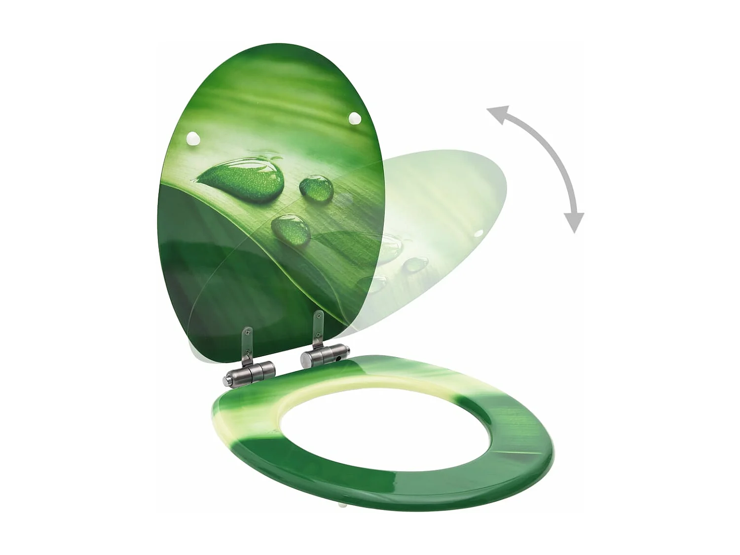 Tapa asiento inodoro cierre suave MDF verde gotas de agua 02_0002935