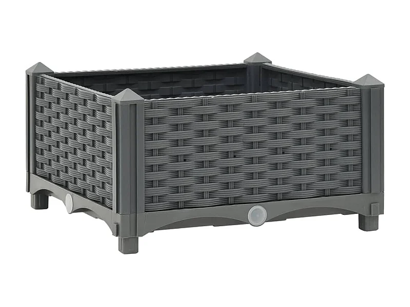 Macetero elevado plantas flores jardín 40 x 40 x 23 cm polipropileno gris oscuro 02_0000925