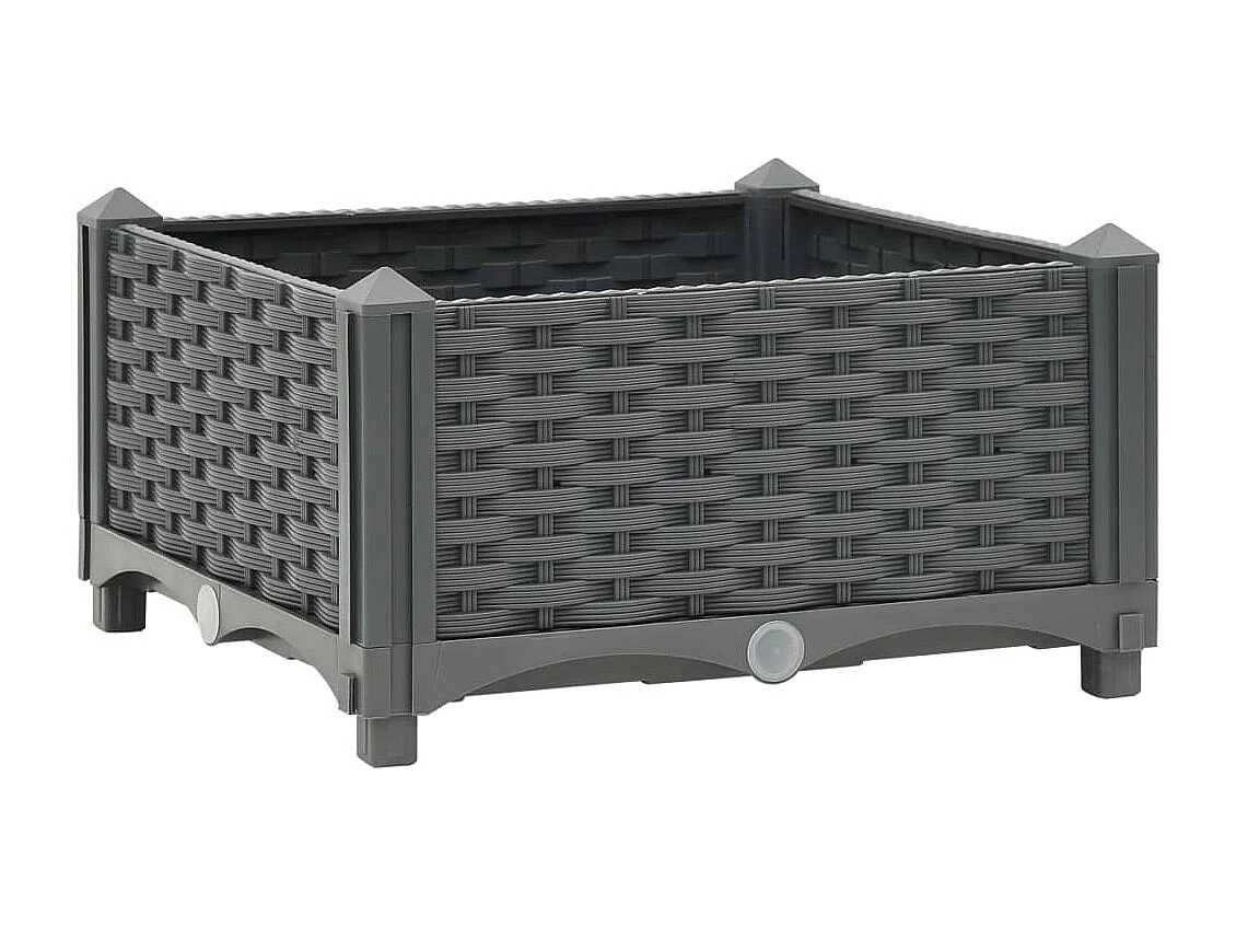 Macetero elevado plantas flores jardín 40 x 40 x 23 cm polipropileno gris oscuro 02_0000925