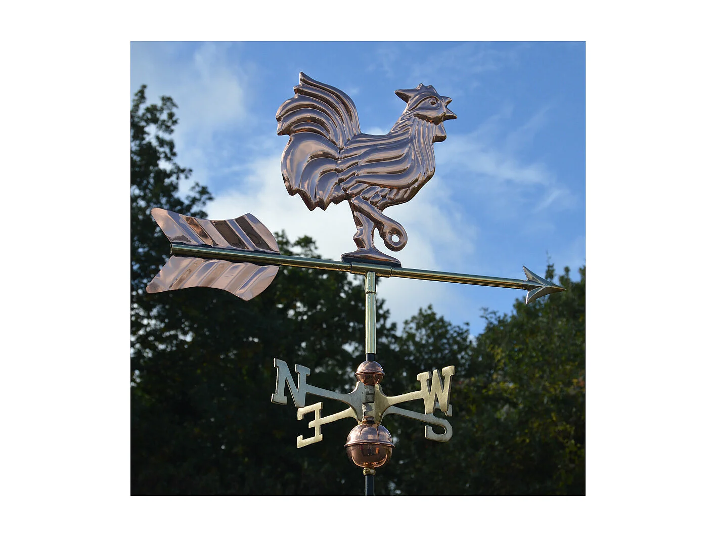 Girouette en cuivre Coq chantant