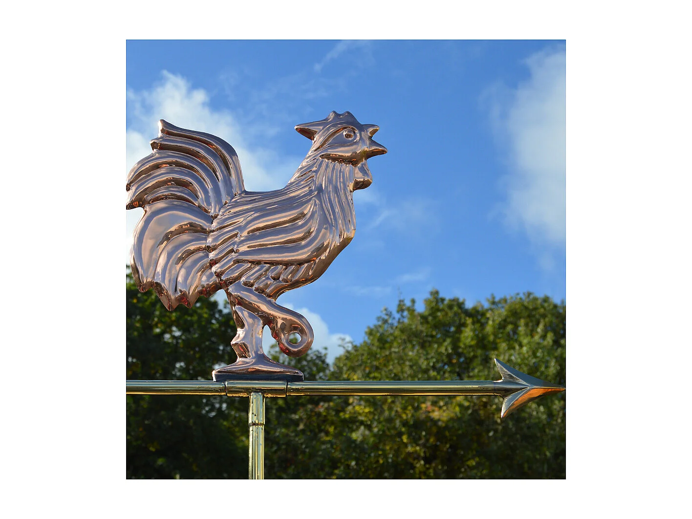 Girouette en cuivre Coq chantant