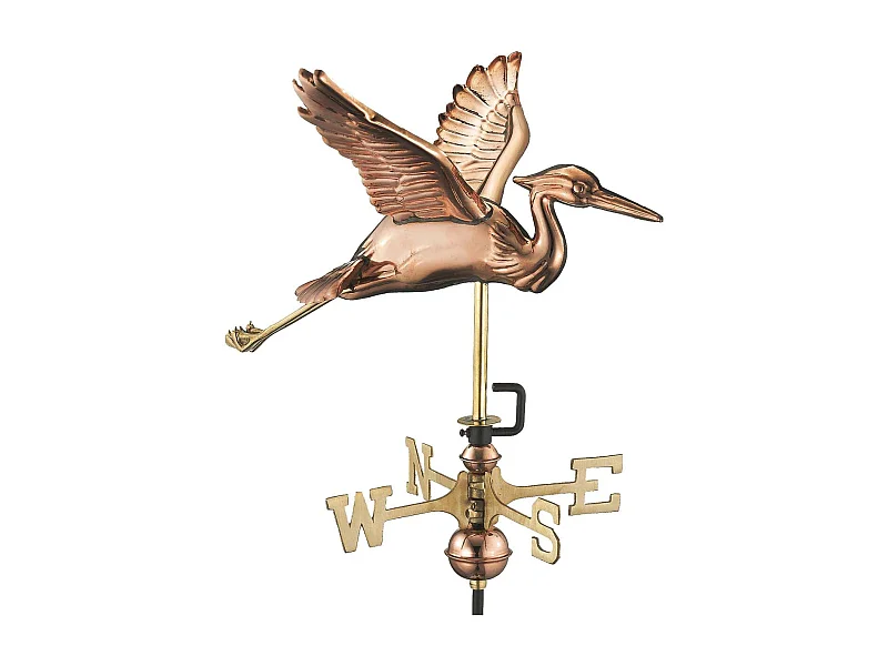 Girouette en cuivre Heron en vol