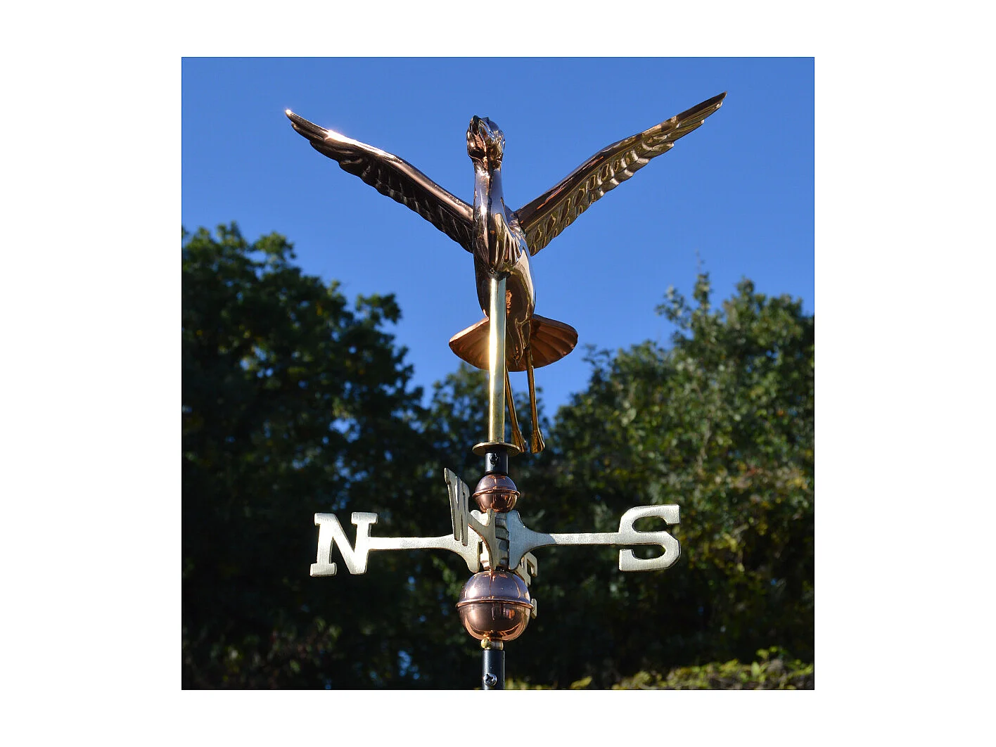 Girouette en cuivre Heron en vol