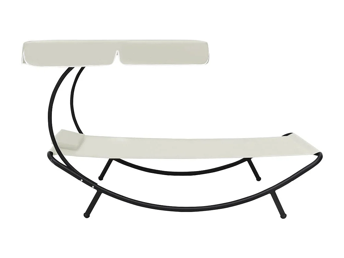 Tumbona tumbona para tomar el sol cama de jardín terraza muebles de exterior con toldo y almohada blanca crema 02_0012276