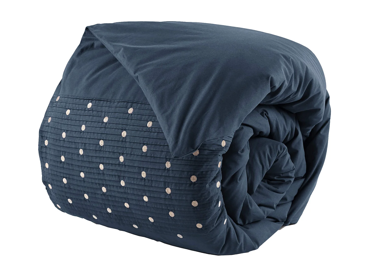 Housse de couette brodée plis religieuses marine 200x200 cm