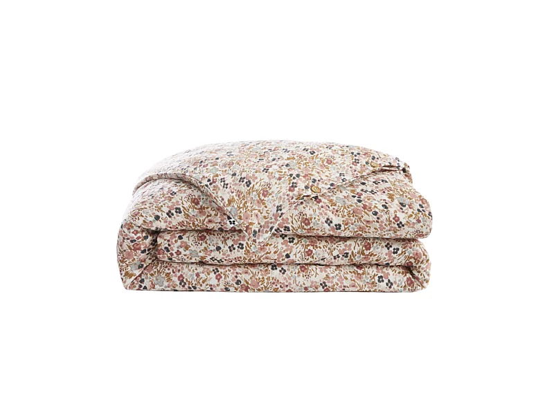 Housse de couette gaze de coton imprimé floral rose 140x200