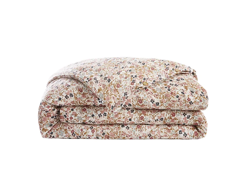 Housse de couette gaze de coton imprimé floral rose 140x200