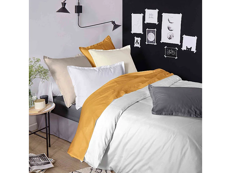 Housse de couette satin de coton blanc 260x240 cm - Tradilinge