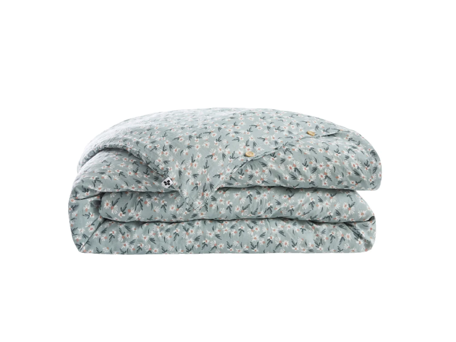 Housse de couette gaze de coton imprimé floral bleu clair 260x240