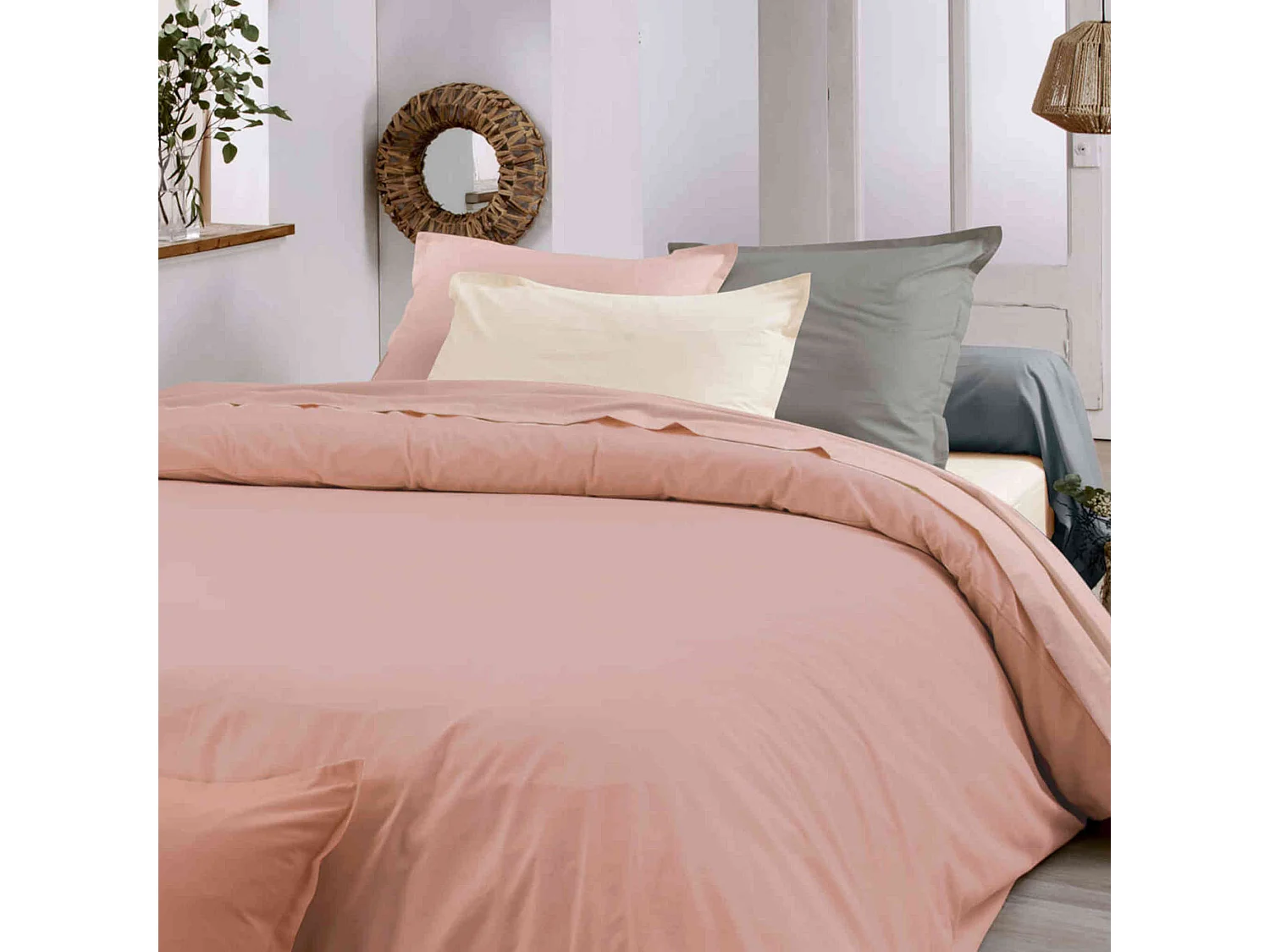Housse de couette 100% coton biologique blush 200x200 cm - Tradilinge