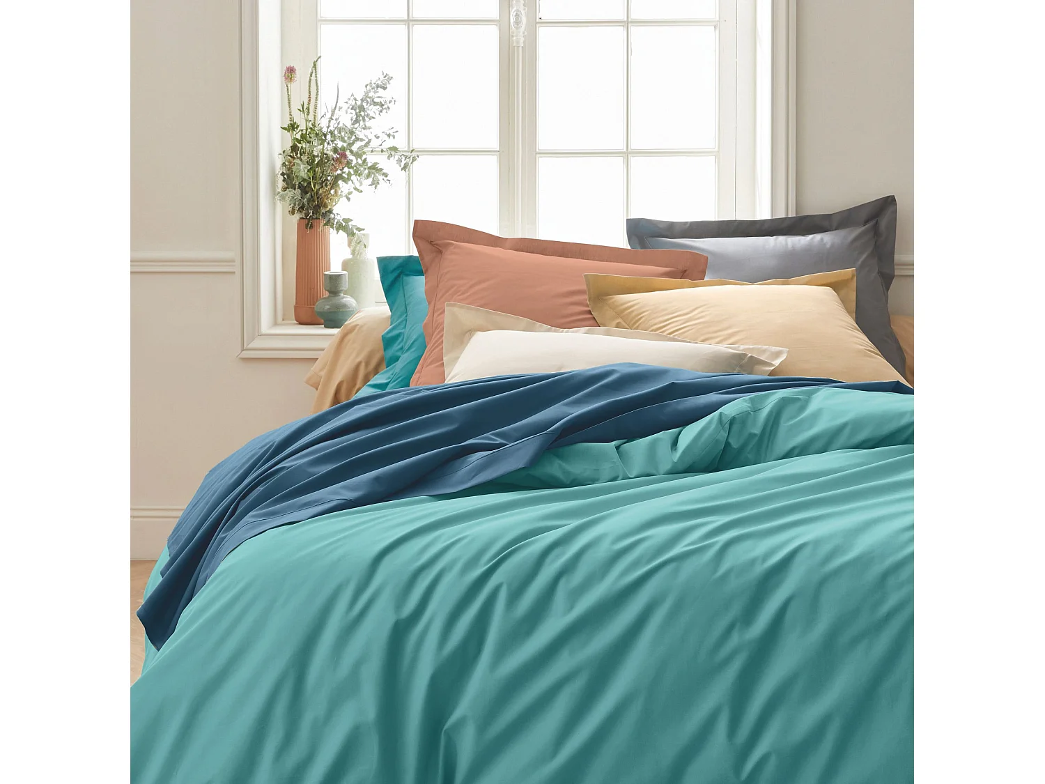 Housse de couette percale beige 200x200 cm - Tradilinge