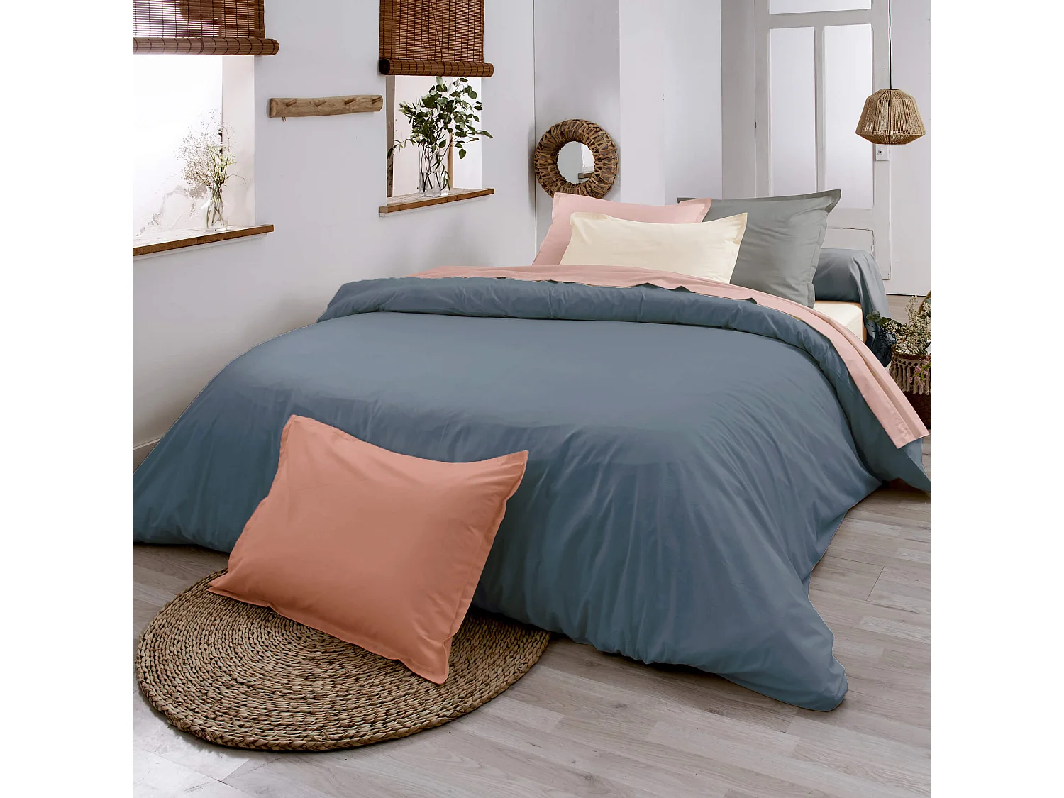 Housse de couette 100% coton biologique indigo 260x240 cm - Tradilinge