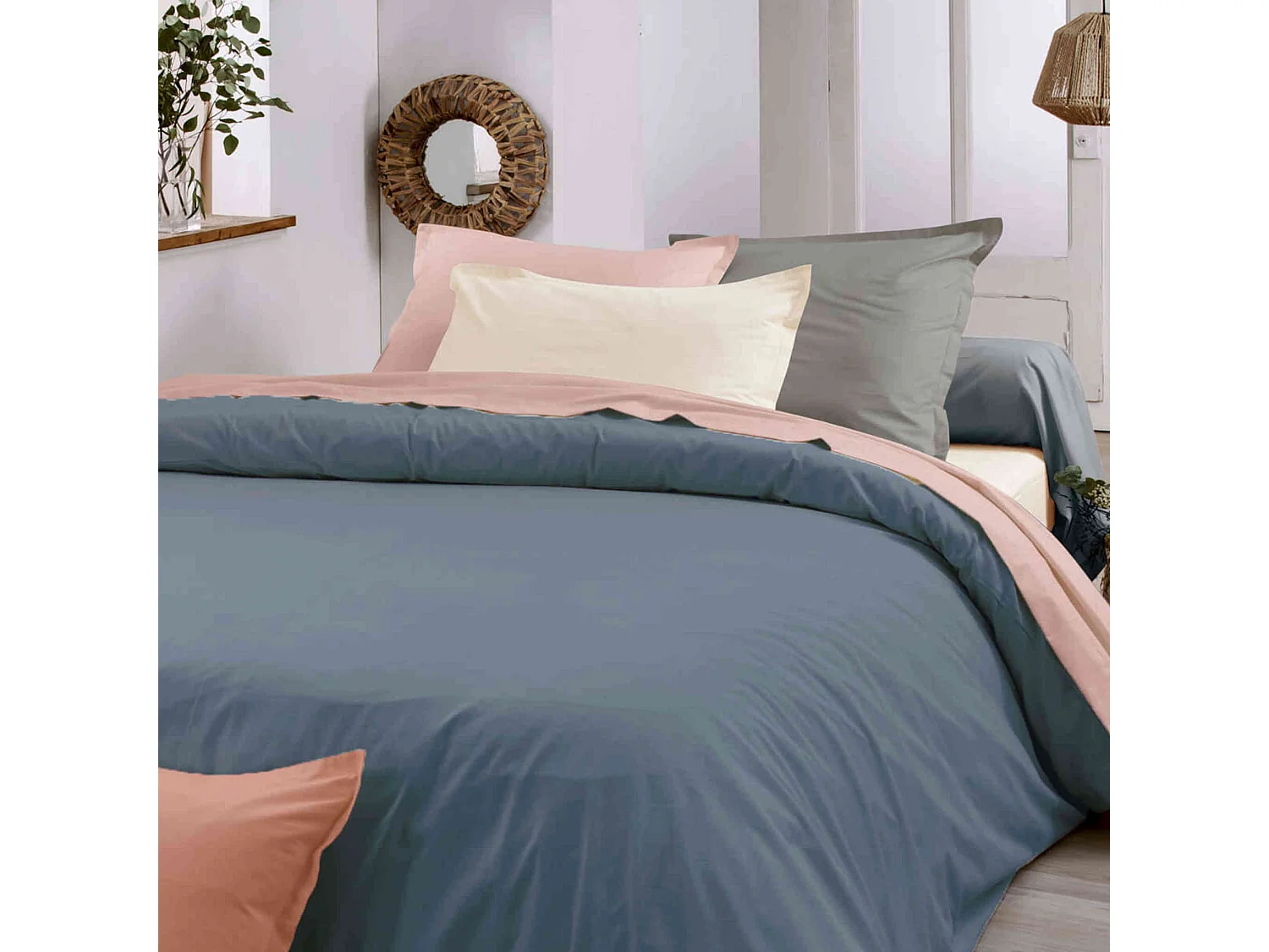 Housse de couette 100% coton biologique indigo 260x240 cm - Tradilinge