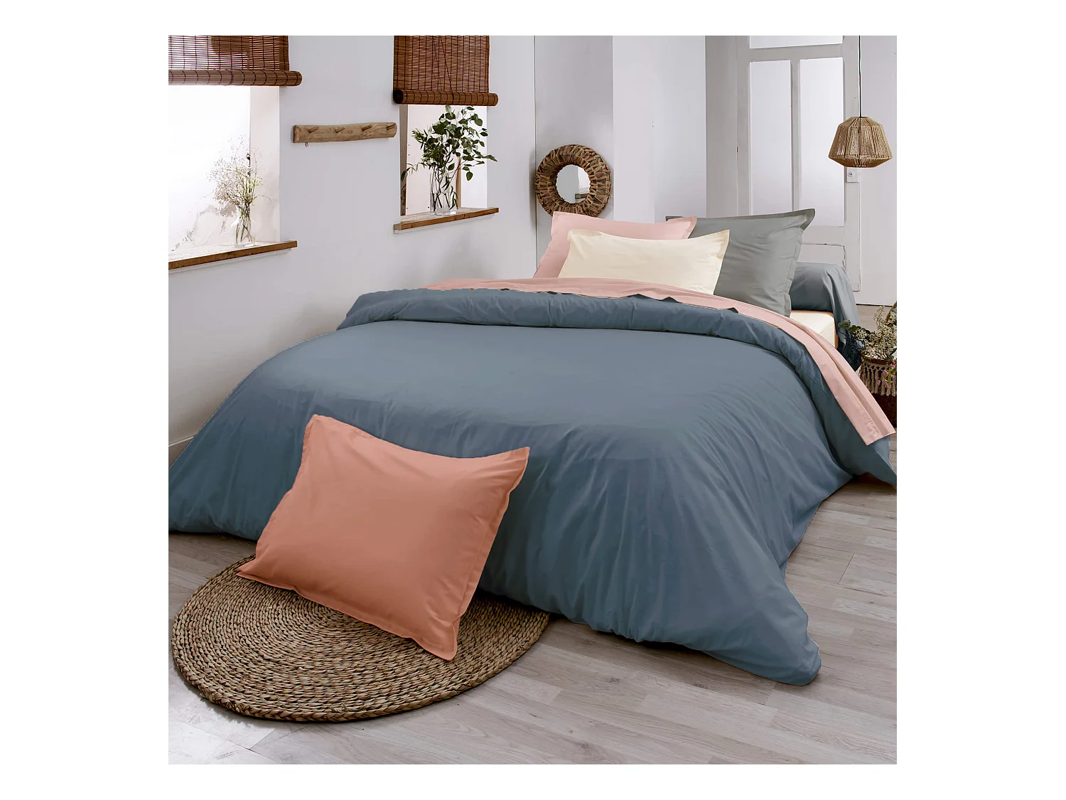Housse de couette 100% coton biologique indigo 260x240 cm - Tradilinge