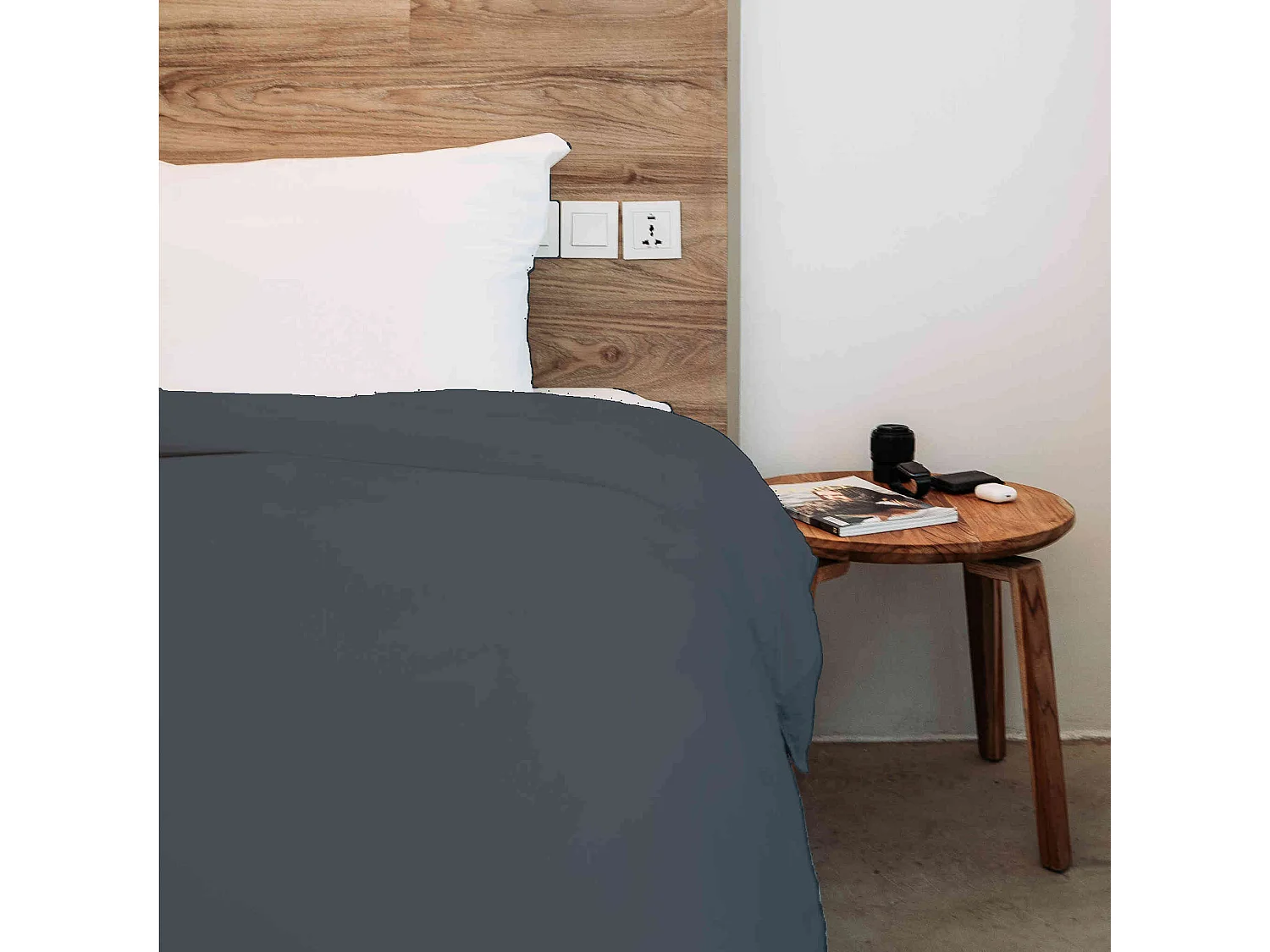 Housse de couette 100% coton anthracite 140x200 cm - Tradilinge