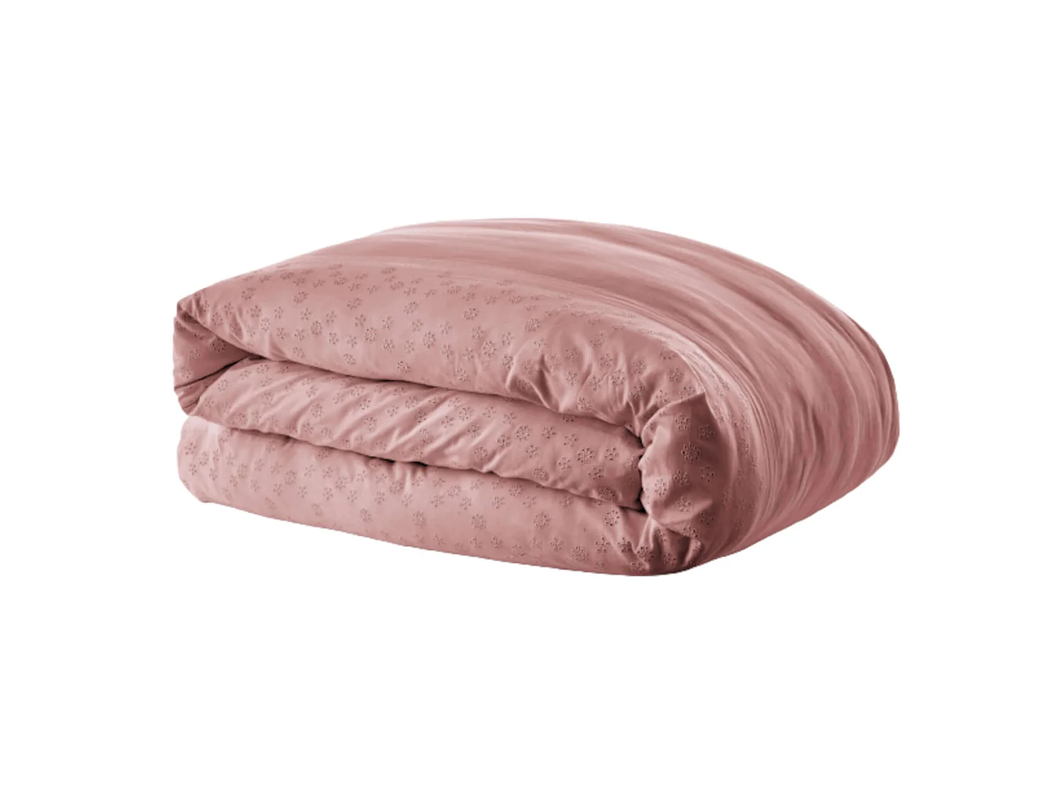 Housse de couette 100% coton broderie anglaise rose 240x220