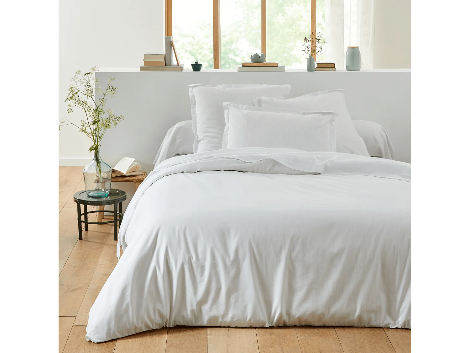 Housse de couette blanc 100% lin 240x220 cm