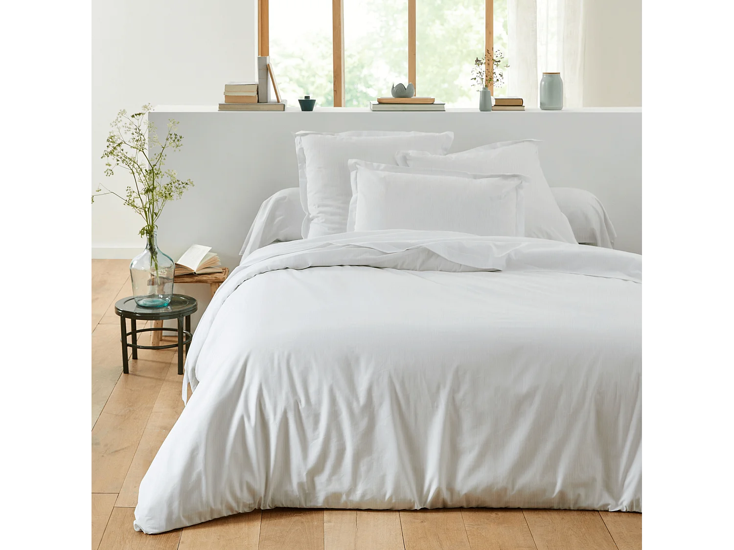 Housse de couette blanc 100% lin 240x220 cm