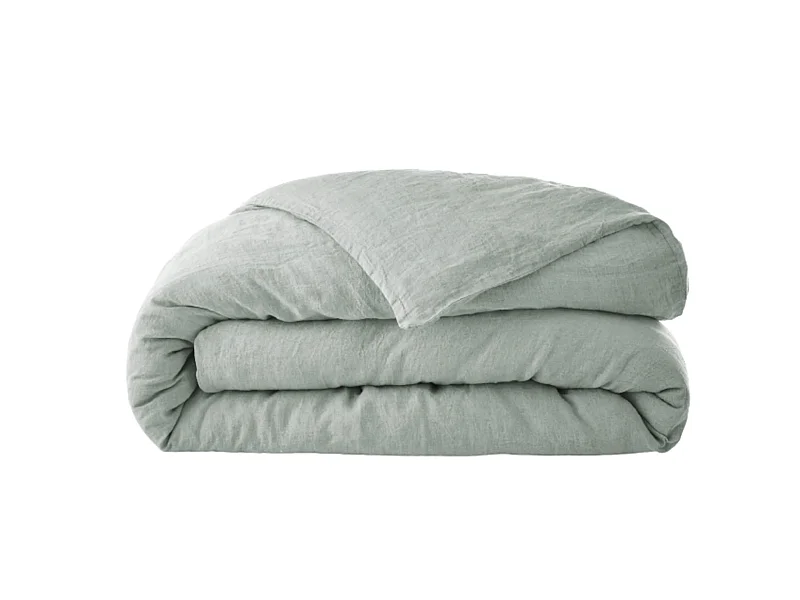 Housse de couette lin lavé vert 260x240