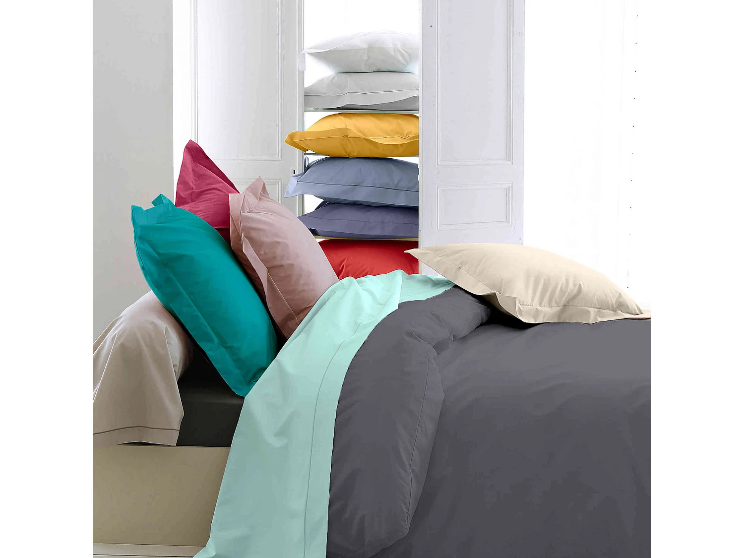 Housse de couette percale baltique 260x240 cm - Tradilinge