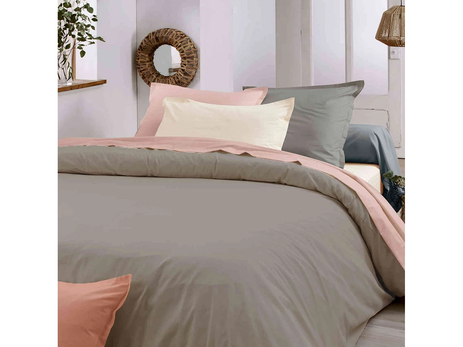 Housse de couette 100% coton biologique bronze 260x240 cm - Tradilinge