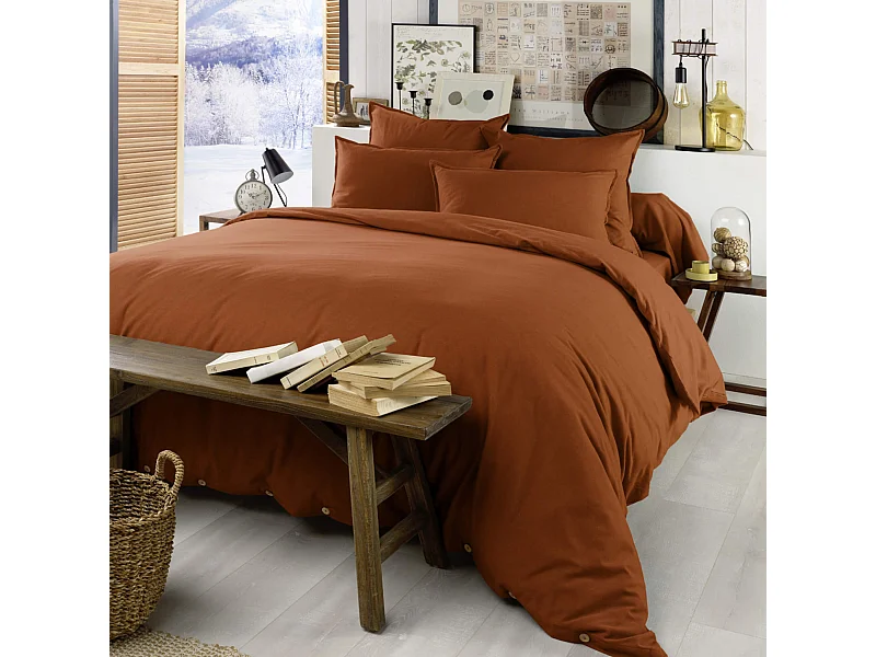 Housse de couette flanelle orange 200x200 cm