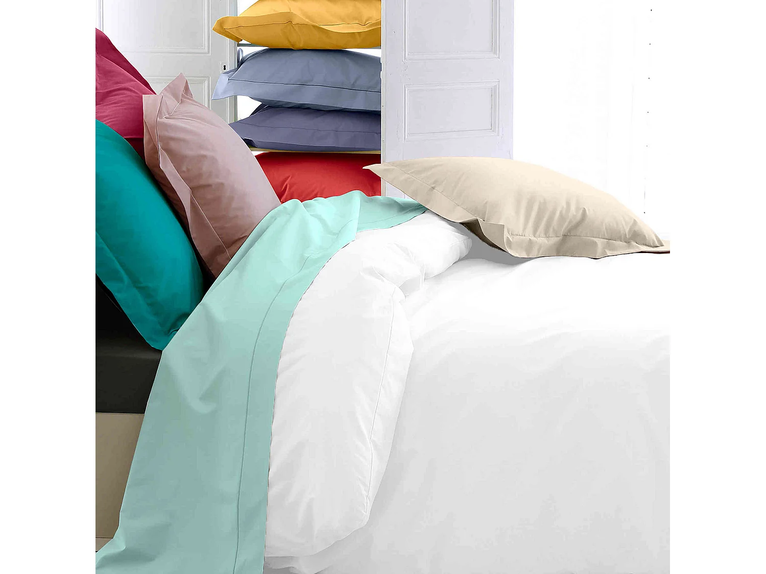 Housse de couette percale blanc 260x240 cm - Tradilinge
