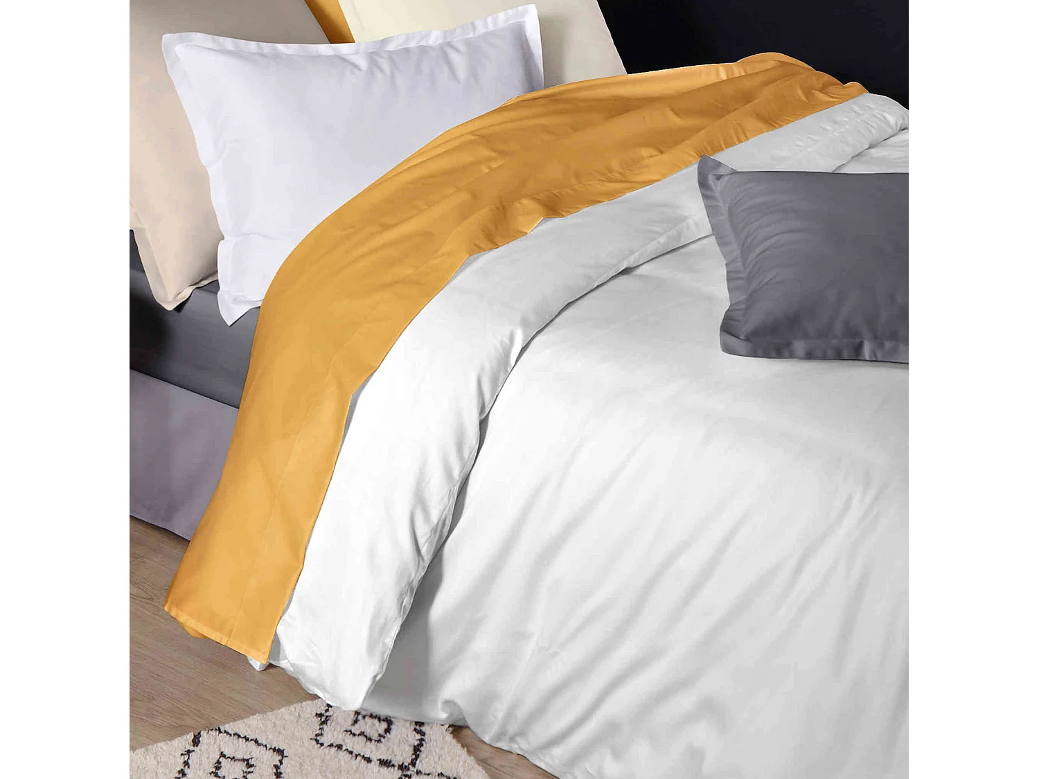 Housse de couette satin de coton blanc 200x200 cm - Tradilinge