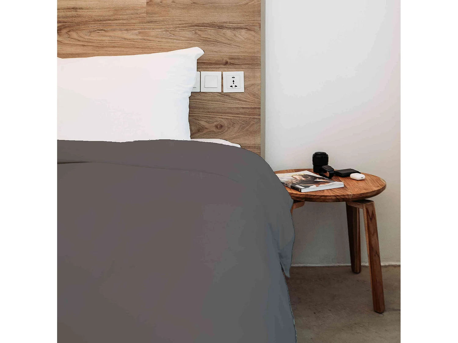 Housse de couette 100% coton taupe 140x200 cm - Tradilinge