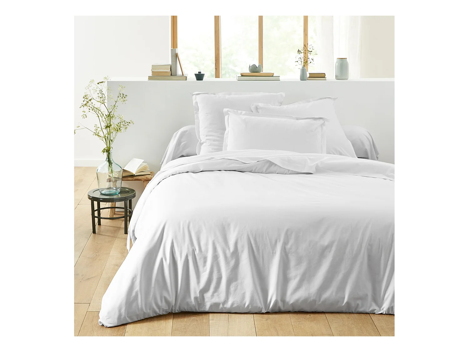 Housse de couette percale blanc 240x220 cm