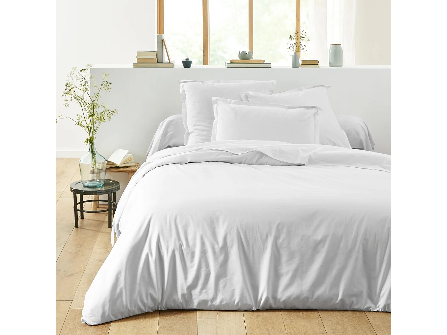 Housse de couette percale blanc 240x220 cm