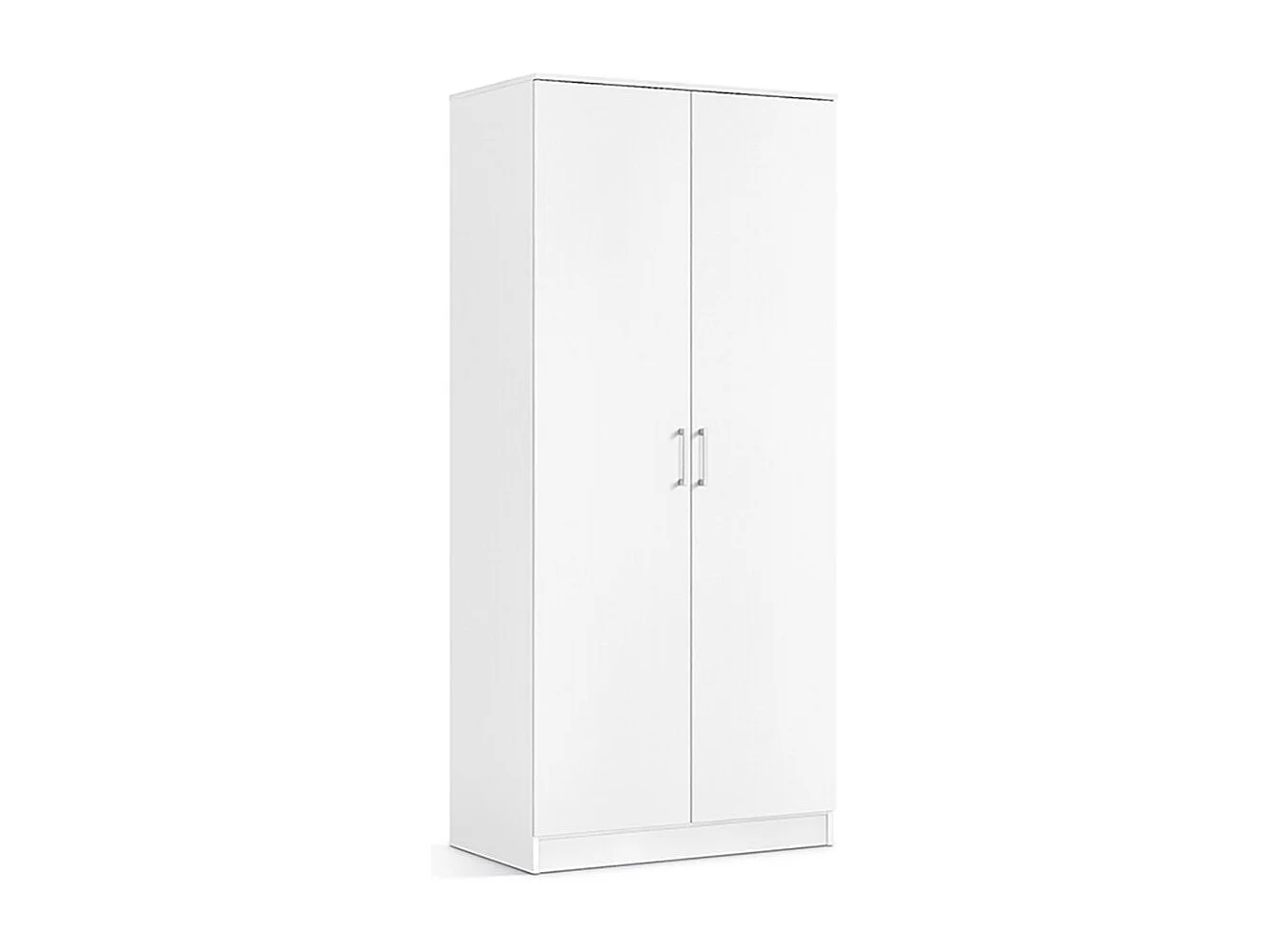 Armoire 2 portes coloris blanc collection REY. Garde Robe idéal pour votre entrée ou votre buanderie