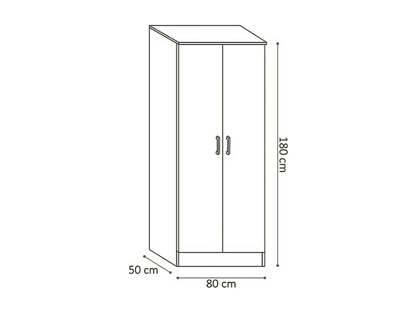 Armoire 2 portes coloris blanc collection REY. Garde Robe idéal pour votre entrée ou votre buanderie