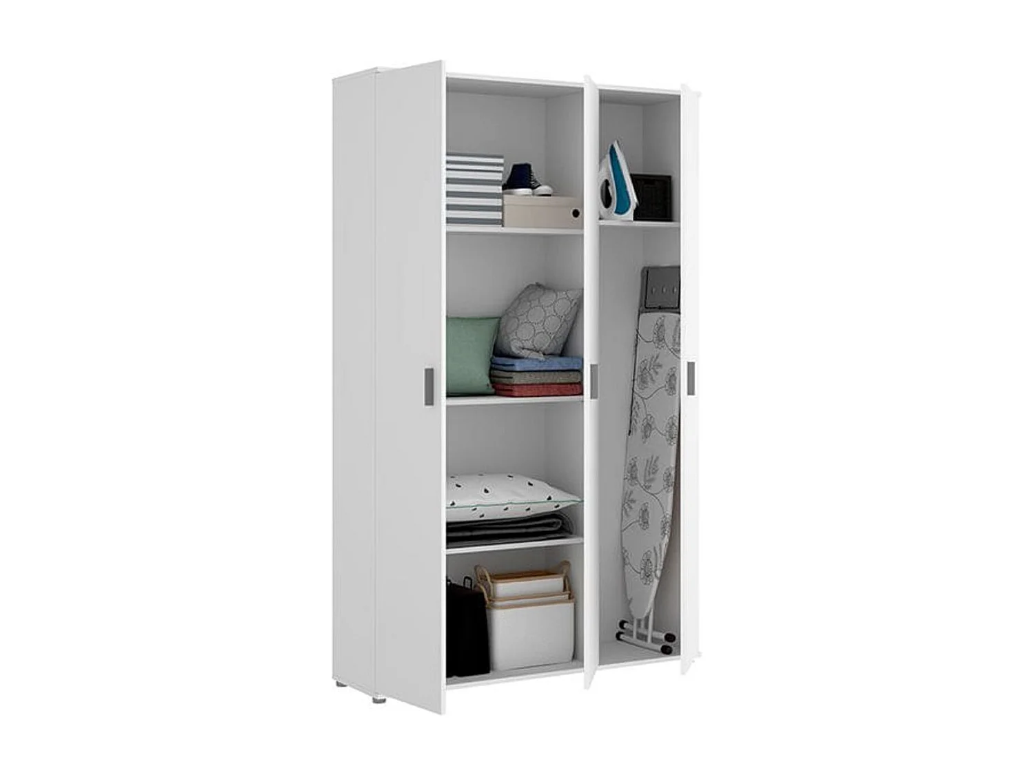Armario auxiliar Fit 3 puertas con escobero blanco 190x116x35 cm